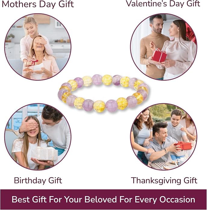 Crystal Vibe - Healing Crystal Bracelet for Women & Men | Natural Gemstone Bead Bracelet | Adjustable Handmade Energy Stone Bracelet | Bracelet for Meditation, Yoga & Daily Wear | Multiple Types