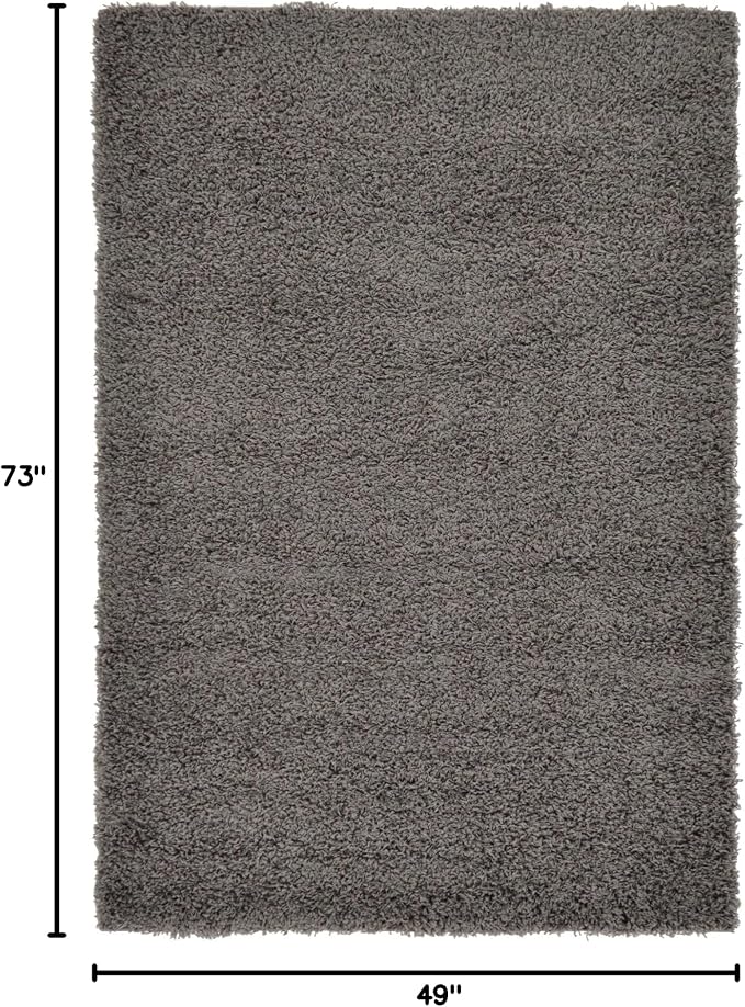 Unique Loom Solid Shag Collection Area Rug (4' 1" x 6' 1" Rectangle, Graphite Gray)