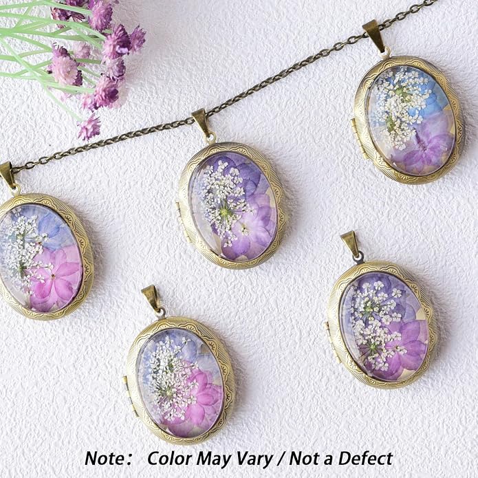 Vintage Photo Locket Necklace Handmade Pressed Flower Locket Necklace for Women