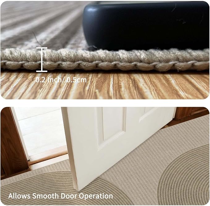 Easy Jute Rug for Pet Homes: 4x6 Outdoor Rug - Taupe Curve Pattern|Washable Design Cuts Your Cleaning Time by 75% and Maintain Shape and Texture After 50 Machine Wash Cycles