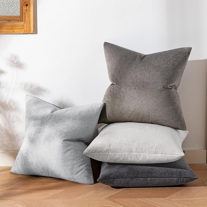 a moment Waterproof Throw Pillow Covers Set of 4,24x24 Inch Outdoor Stain Resistant Pet Friendly Pillowcases Cushion Covers for Patio Sofa and Living Room,Urban Cozy