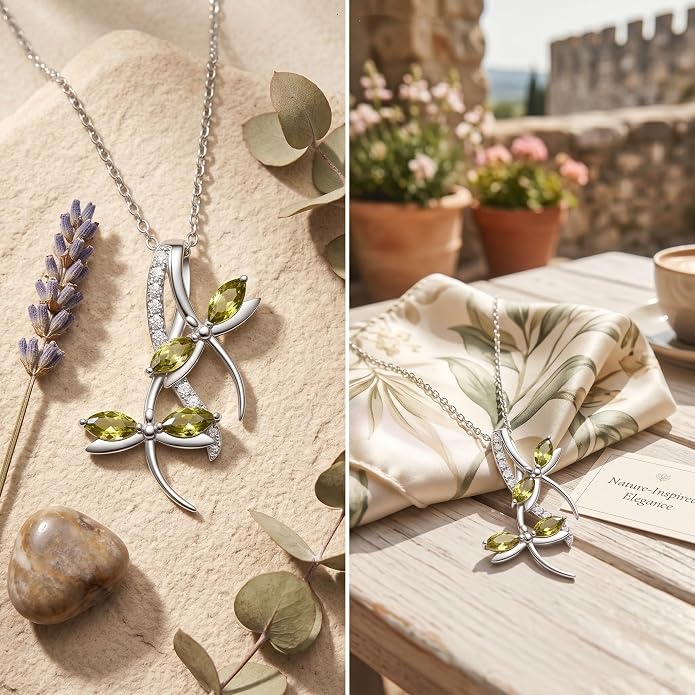 PRAYMOS Dragonfly Gifts 925 Sterling Silver Dragonfly Necklace for Women Dreamy Dragon fly Pendant Dragonflies Jewelry Birthday Gift 18+2" Adjustable Chain
