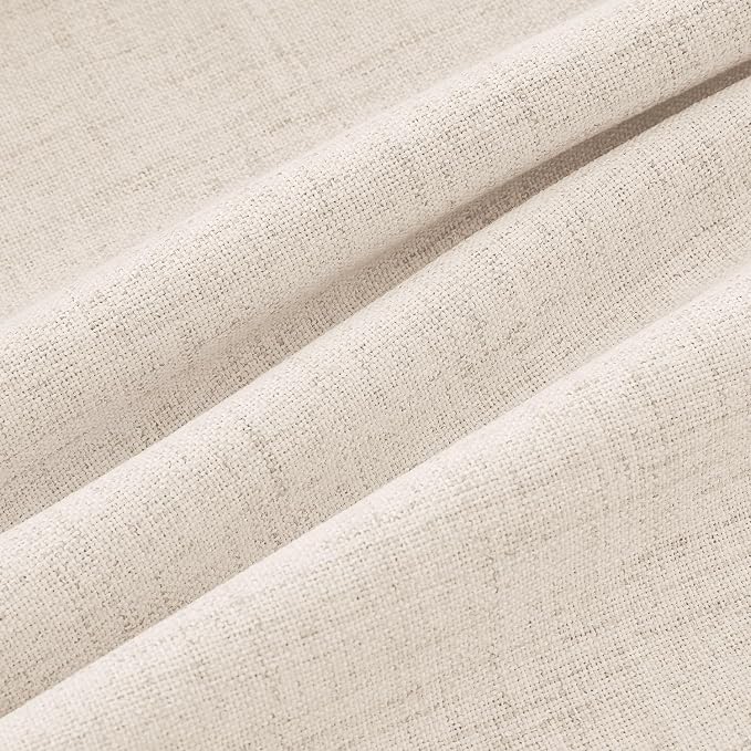 MIULEE 100% Blackout Linen Curtains 42 x 84 Inch Cream Beige 2 Panels | Thermal Insulated, Room Darkening Drapes for Bedroom Living Room, Back Tab Rod Pocket Pinch Pleated, Solid Luxury Decor