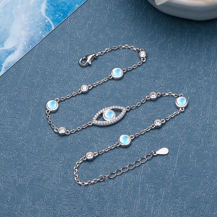S925 Sterling Silver Ankle Bracelets Butterfly/Evil Eye/Anchor/infinity/Beach Anklet for Women Opal Moonstone Foot Chain Beach Jewelry