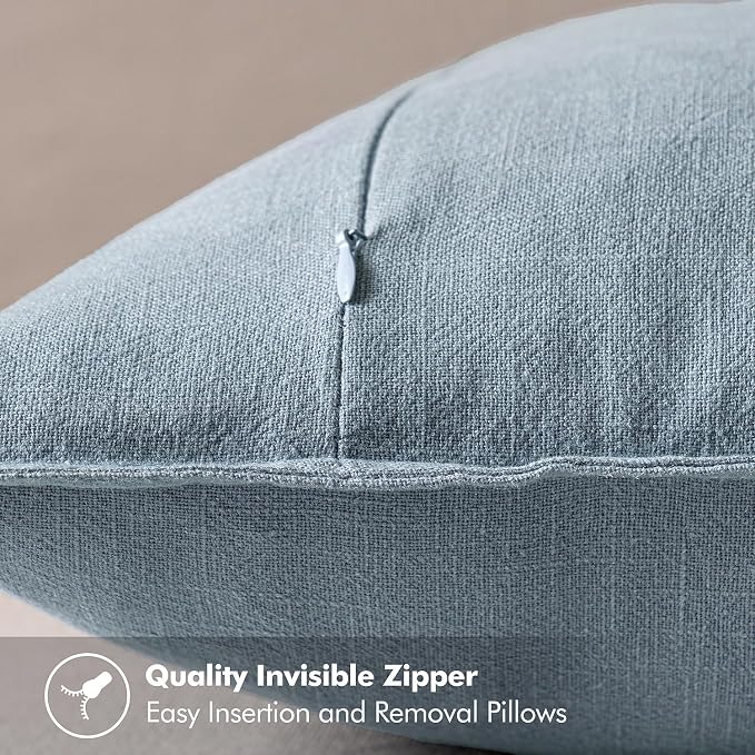 MIULEE Decorative Linen Euro Sham Pillow Covers 24x24 Blue Grey | Boho Farmhouse Neutral Couch Throw Pillows for Bed, Pack of 2 Accent Coastal Modern Pillowcases, Sofa Livingroom Home Decor
