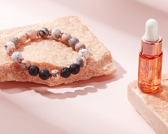 Anti Anxiety Bracelet for Women, Beaded Bracelet Crystal Gifts, Lava Rock Diffuser with Good Sleep Essential Oils, Aromatherapy Birthday Gifts for Women