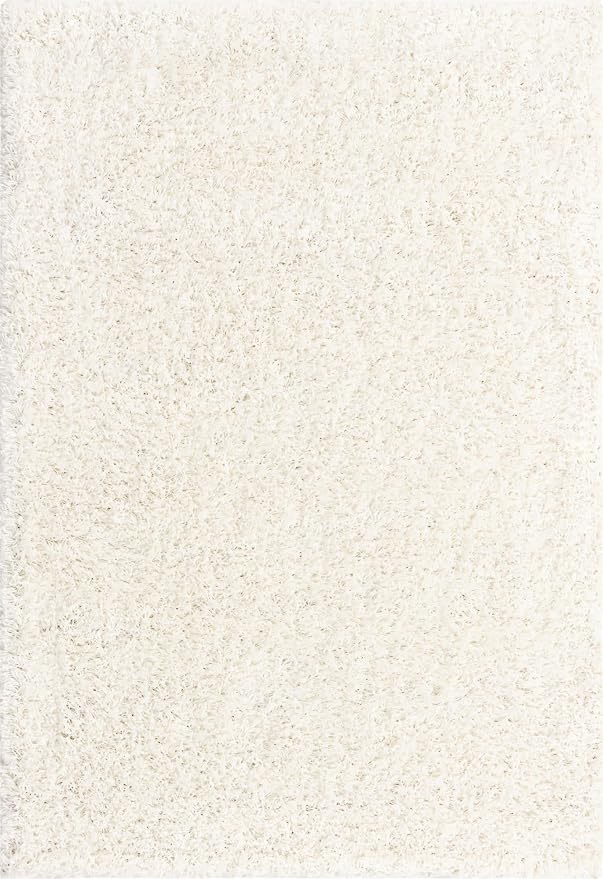 Unique Loom Solid Shag Collection Area Rug (4' 1" x 6' 1" Rectangle, Snow White)