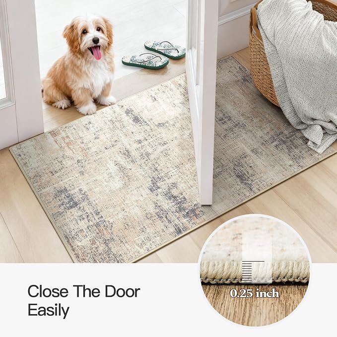 Lofus 2x3 Area Rug for Entryway Bathroom,Gold Abstract Kitchen Mats for Floor, Soft Door Mat Indoor Entrance, Farmhouse Carpet for Entry Living Room Bedroom