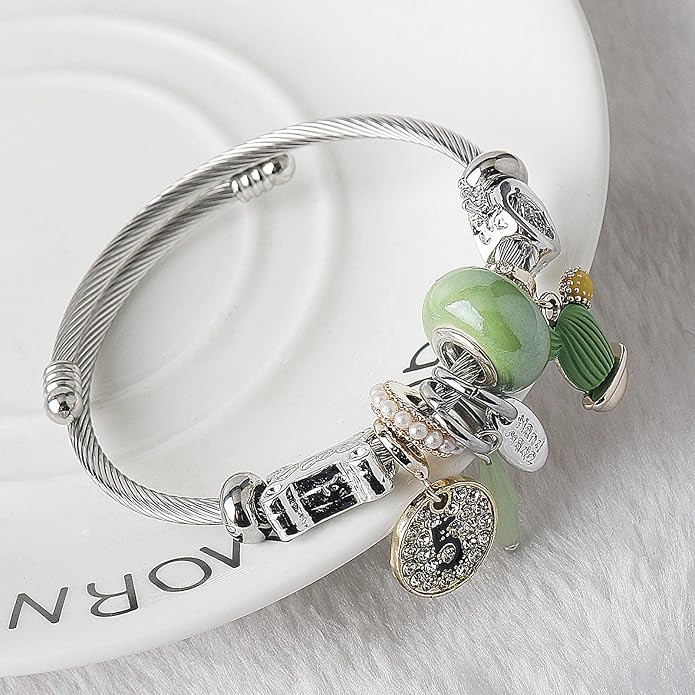 DS Charm Bracelets for girls,exquisite cute cartoon friendship bracelets Silver Stainless Steel Bangle with birthday Gift box, Adjustable girls jewelry Suitable for holiday gifts