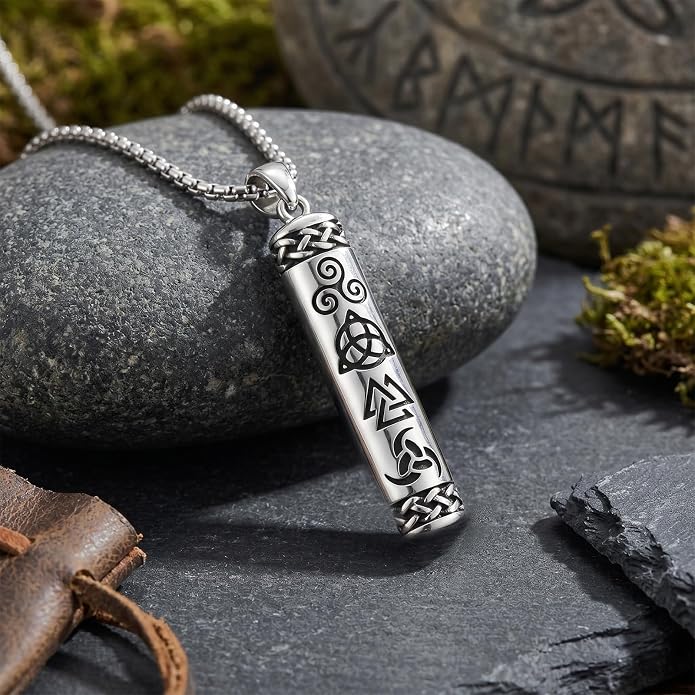 Viking Necklace for Men 925 Sterling Silver Norse Viking Pendant Norse Jewelry for Dad Husband, w/Stainless Steel Chain 22"+2"