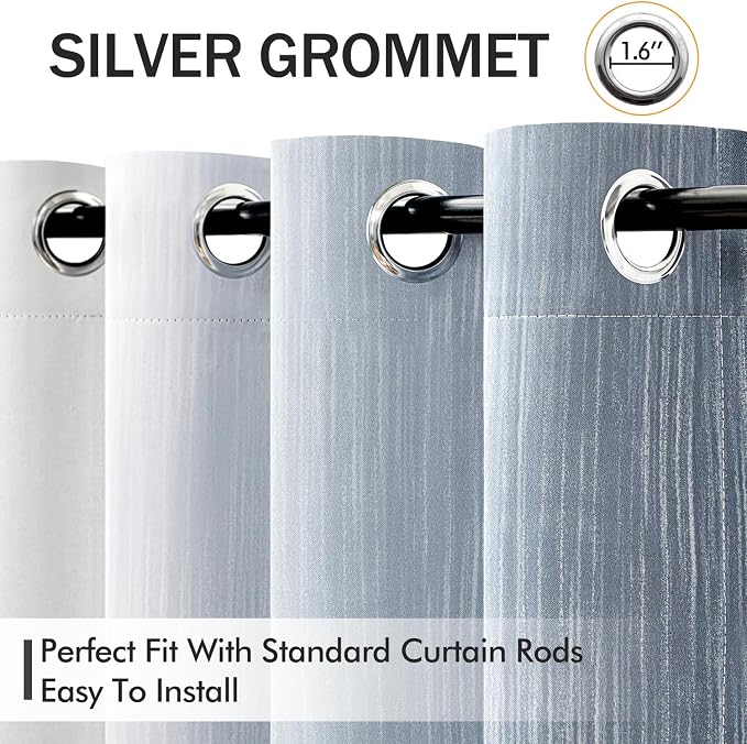 MIULEE Chambray Blue and Greyish White Ombre Blackout Curtains, Full Room Darkening Thermal Insulated 72 Inches Long Drapes for Bedroom/Living Room Grommet Window Treatments Modern 52Wx72L, Set of 2