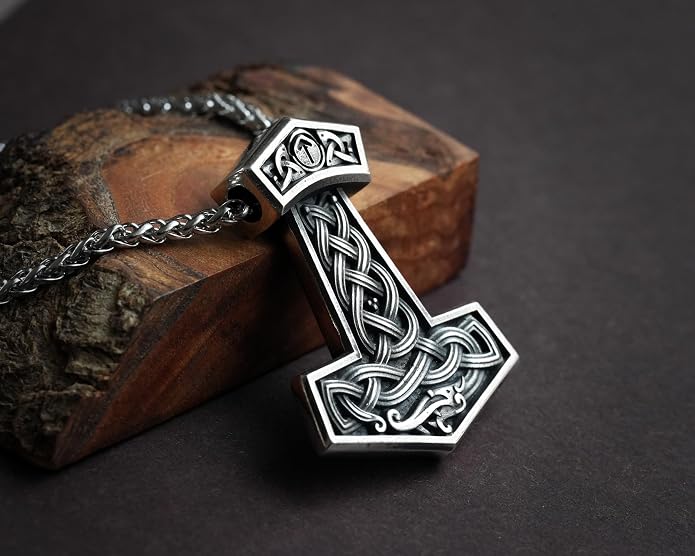 Baldur Jewelry - Thors Hammer Necklace Pendant Mjölnir - Viking Norse Thor Hammer Pendant Viking Jewelry - Thor Necklace - Thor Gifts for Men - Viking Necklace for Men