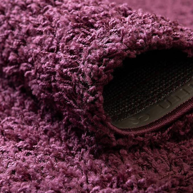 Unique Loom Solid Shag Collection Area Rug (2' 2" x 6' 7" Runner Eggplant Purple)