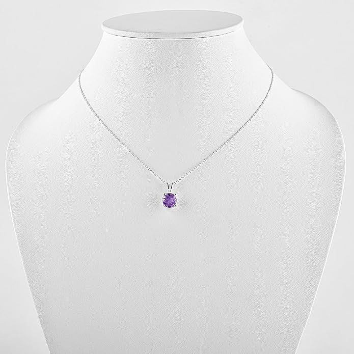 OdrillionGems Natural Gemstone Pendant Necklace, 925 Sterling Silver, Healing Crystal, Birthstone, Round Faceted, Handmade, Women Jewelry, Christmas Gift 16+2inch