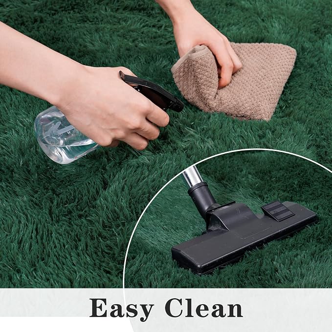 Green Rug for Bedroom Living Room, 5x7 Soft Shaggy Dark Green Area Rugs | Large Plush Fluffy Upgrade Non-Slip Forest Hunter Green Rug for Classroom Nursery Kids Room Home Decor, Indoor Floor Carpet