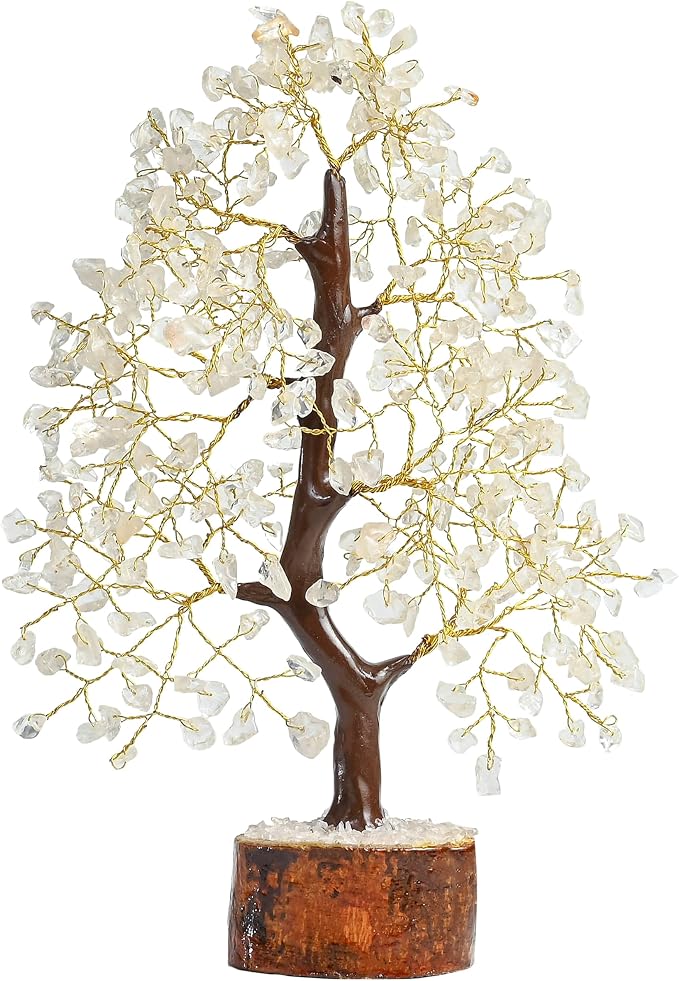 Crocon® Clear Quartz Crystal Tree of Life, Birthday Gifts for Women & Men, House Decor for Shelf Healing Crystals, Spiritual Gift Room Decor, House Warming Gifts New Home, Birthday Gift for Mom