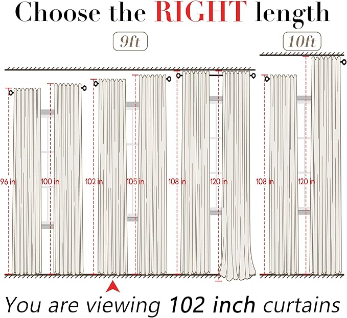 XTMYI Oatmeal Beige Country Curtains for Living Room,Sheer Linen Curtains for Bedroom 102 Inches Long,70 Inches Wide