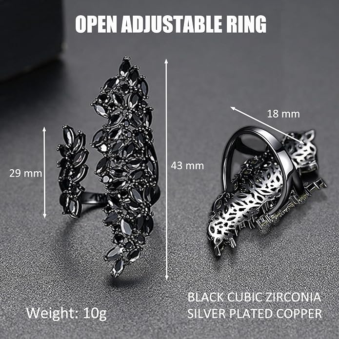18K Gold Plated Rings for Women and Teen Girls Non Tarnish Cubic Zirconia Fidget Ring Butterfly/Snake/Mesh/Cross/Crown Knuckle Ring Open Adjustable Statement Stacking Chunky Rings