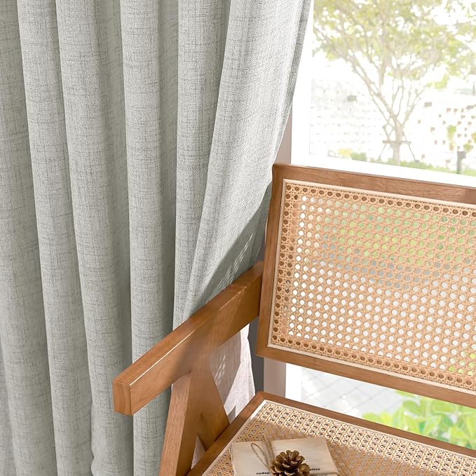 YoungsTex Light Grey Linen Curtains 54 Inch Length for Short Windows, Light Filtering Drapes with Bronze Grommet Privacy for Bathroom Bedroom Living Room, 2 Panels, 42 X 54 Inch