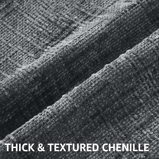 decorUhome Textured Chenille Throw Pillow Covers 20x20 Set of 2 Dark Grey | Fall Modern Farmhouse Soft Cozy Slubby Couch Pillow Cases Boho Decorative Pillow Cases for Bed Sofa Living Room Home Decor