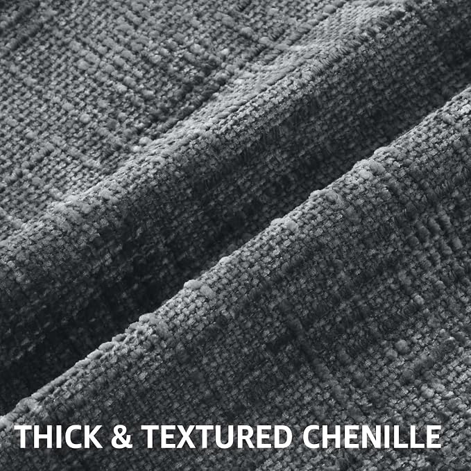 decorUhome Textured Chenille Throw Pillow Covers 24x24 Set of 2 Dark Grey | Fall Modern Farmhouse Soft Cozy Slubby Couch Pillow Cases Boho Decorative Pillow Cases for Bed Sofa Living Room Home Decor