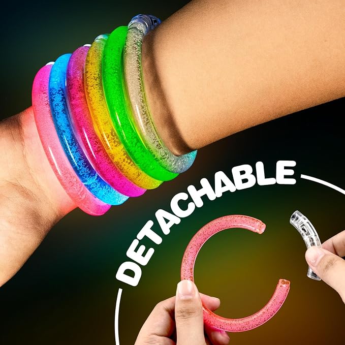100 Pack Light up Glasses & LED Bracelets with 6 Colors & 3 Flashing Mode, Neon Bulk Gift for Kids and Adults Glow in the Dark Party favors, Halloween, Birthday, Wedding Supplies, Glow Bingo, Carnival
