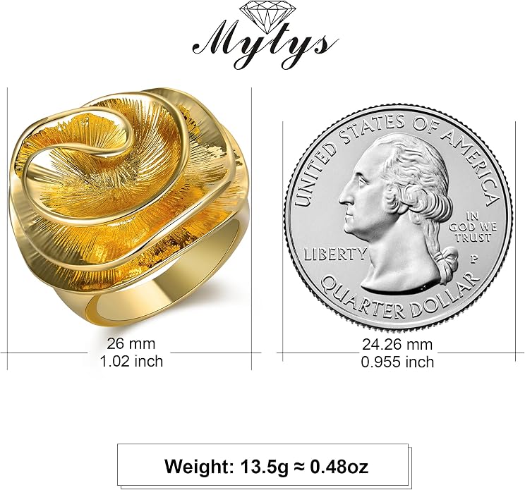 Mytys Cocktail Rings for Women Fashion 18K Gold Plated & Silver Flower Statement Ring Wedding Engagement Party Jewelry Gift