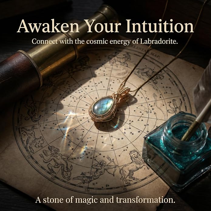 Natural Faceted Labradorite Pendant Necklace – Unique Stone of Magic & Transformation, Iridescent Flash Gemstone Jewelry, Handmade Healing Crystal Gift for Women, Birthday, Anniversary, Spiritual Awakening & Intuition