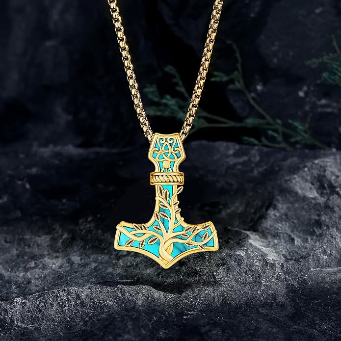 Celtic Cross Tree of Life Necklace for Women Sterling Silver Thor Hammer Tree of Life Pendant Irish Knot Cross Amulet Tree of Life Jewelry