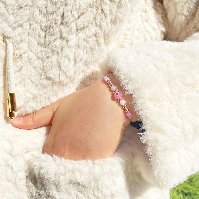 Evil Eye Bracelet For Women Teen Girls Amulet Pink Protection Bracelet Good Luck Adjustable String Bracelet Anklet