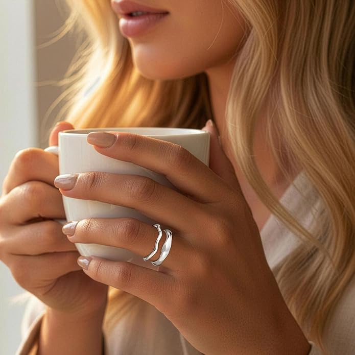 Gold Rings for Women Men Non Tarnish, Waterproof Chunky 14K Gold Plated Dainty Stackable Rings Trendy Statement Pinky Thumb Rings Engagement Eternity Wedding Band Ring Stacking Gold Jewelry Size 3 4 5 6 7 8 9 10 11