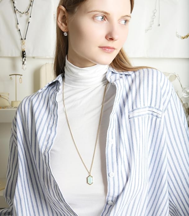 OZEL JEWELRY & GIFT Layered Gold Necklaces for Women - Crystal Colorful Delicate Cutting Pendant Necklace - 18K Gold Plated - Birthday Gifts (Made in Korea)