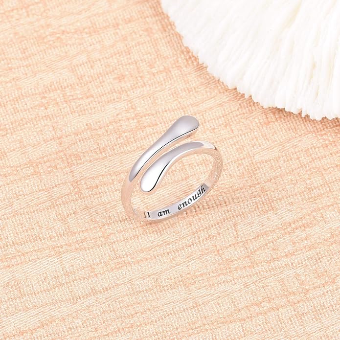 Fookduoduo 925 Sterling Silver Ring Inspirational Jewelry adjustable Wrap Open Rings for Women