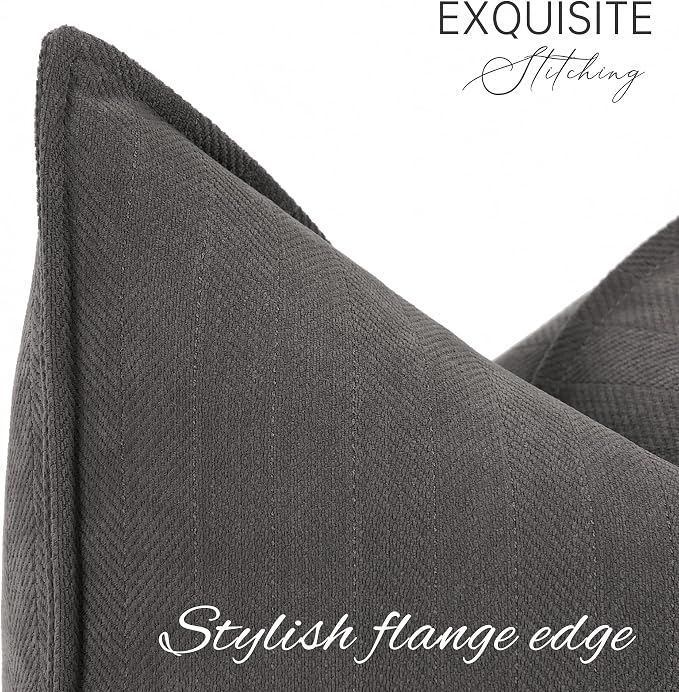ZWJD Rustic Gray Pillow Covers 16x16 Set of 2 Chenille Throw Pillow Covers with Elegant Design Soft and Luxurious Decorative Throw Pillows for Couch, Bed, and Home Decor
