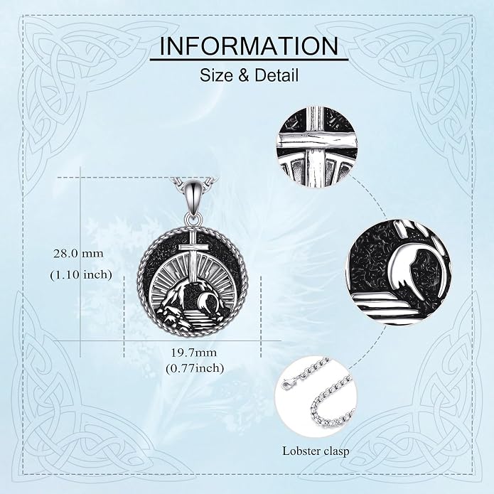 Lion/Anchor/Yggdrasil/Empty Tomb Pendant Necklace Stainless Steel 22+2 Chain Jewelry For Men Father Women Unisex