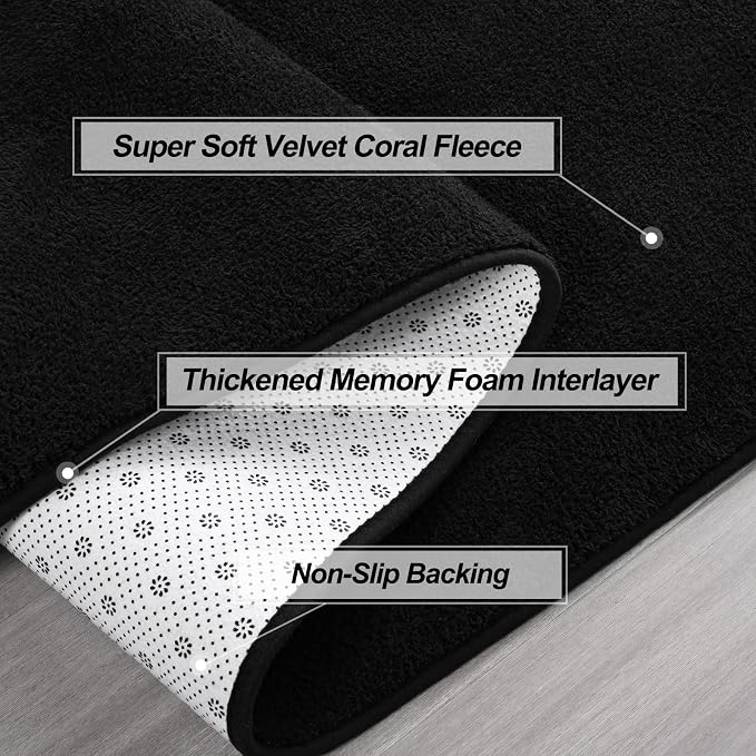 Gifeas Large Ultra Soft Modern Area Rugs for Living Room Bedroom, 4x6 Feet Black Thickened Memory Foam Indoor Solid Minimalist Carpets, Non-Slip Comfy Rug for Boys Girls Nursery Room Home Decor