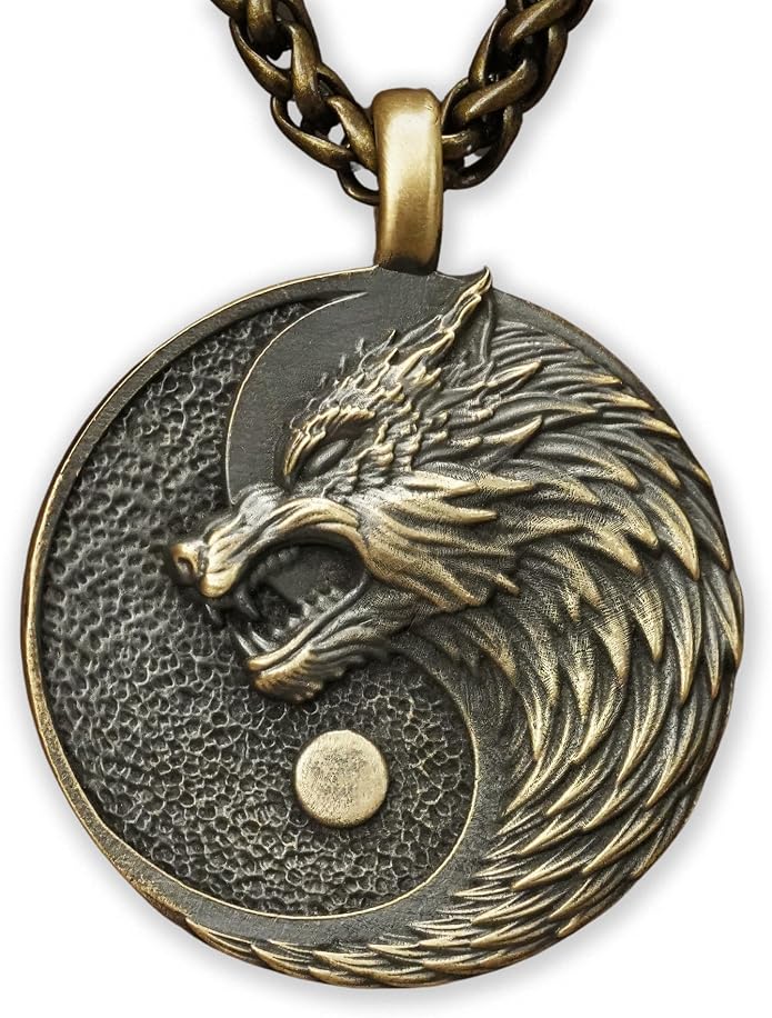 Yin Yang Necklace For Men Ancient Looking High Quality Pendant Jewelry - Yin Yang Gifts - Viking Jewelry for Men