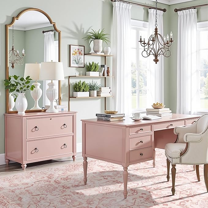 Deerly Pink Area Rugs 9x12 for Living Room Soft Non-Slip, Large Bedroom Rug Vintage Dining Room Rug Tribal Farmhouse Carpet for Dining Room Office Pink
