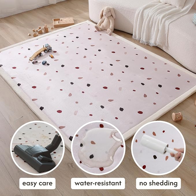 Hakuna Matte CloudSoft Baby Play Mat for Floor 60" x 80" Confetti | Coral Velvet high-density foam Rug for Crawling & Cozy Play – Non-Slip, Water-Resistant, Easy-CareTummy Time Mat