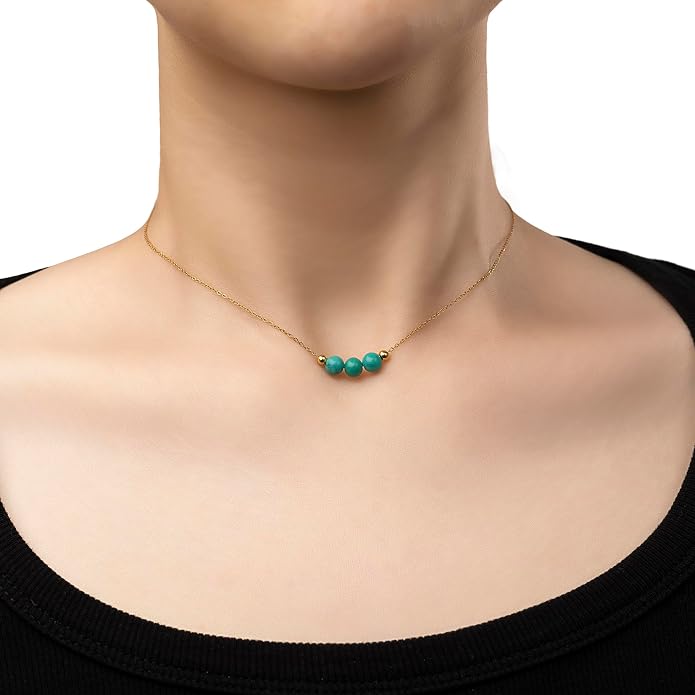 Dainty Crystal 925 Sterling Silver Choker Collar Necklace Handmade With 3 Beads Birthstone Jewelry Gifts for Women Young Lady Mother Friends Keenove