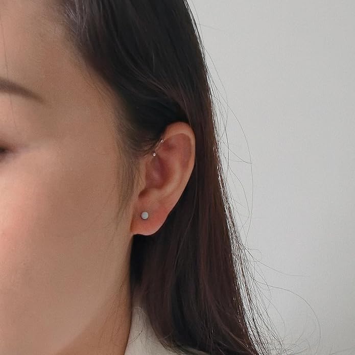 Titanium Earrings for Women Stud Earrings Cubic Zirconia Dainty Screw Flat Back Hypoallergenic Earrings for Women for Multiple Cartilage Helix Conch Tragus Piercing Jewelry for Sensitive Ears