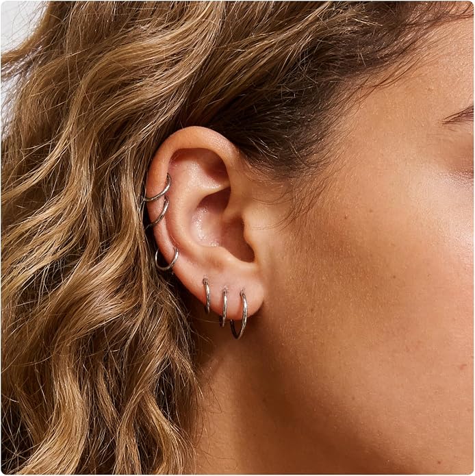 20G-2G ASTM F136 Titanium Septum Nose Rings Hoops Hinged Clicker Segment Septum Lip Nipple Ring Cartilage Tragus Helix Sleeper Earrings Piercing Jewelry for Women Men 6mm-19mm