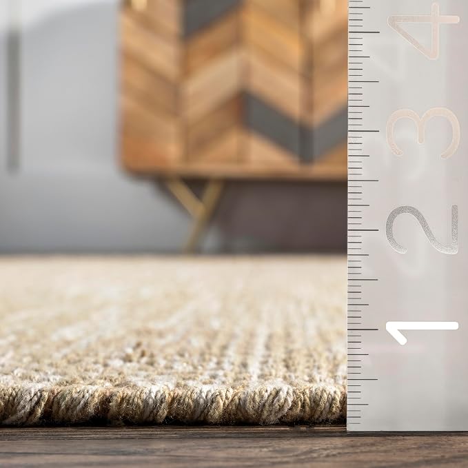 nuLOOM Alessi Solid Farmhouse Cotton Area Rug, 10x13, Beige | Nuloom Alessi Solid 10' x 13' Area Rug for Living Room Bedroom Dining Room, Tan