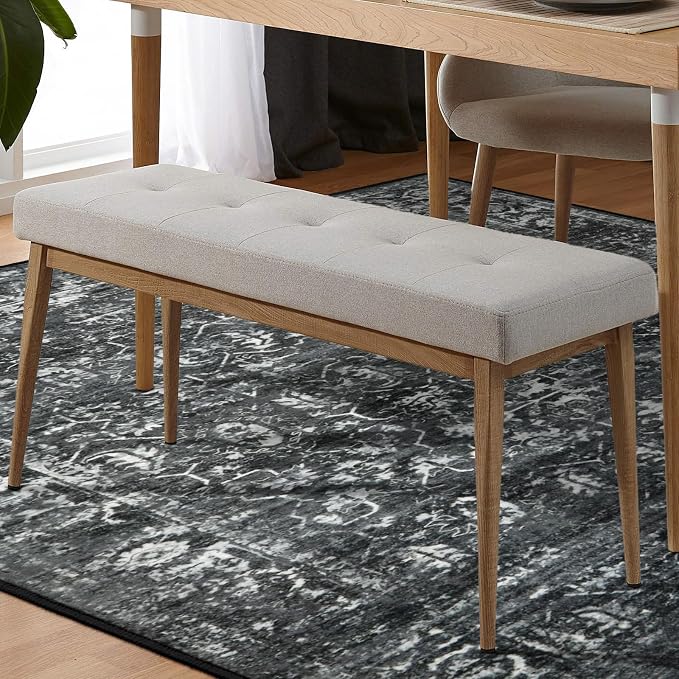 Lahome Margot Vintage 5x7 Area Rugs - Washable Non-Slip Boho Living Room Rugs for Under Table, Black Low Profile Soft Faux Wool for Bedroom, Dinning Room, Nursery, Playroom
