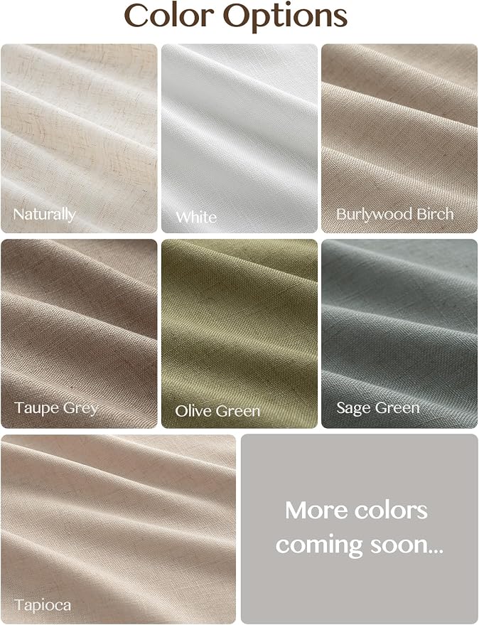 Liz Pinch Pleated Linen Curtains Light Filtering Curtains for Living Room, Farmhouse Window Curtains for Bedroom, Modern Drapes with Hooks and Rings, 95 Inches Long, Taupe Grey, 2 Panels Set