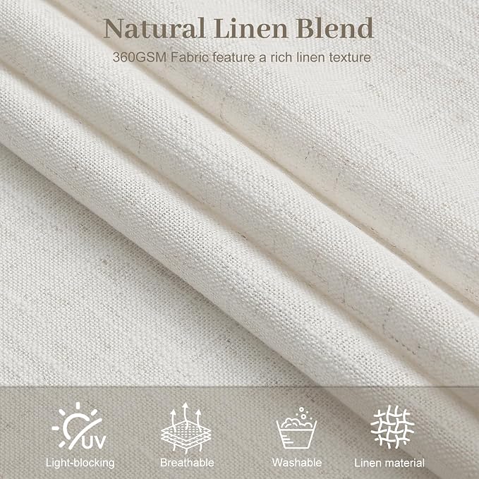 IVAPUPU Pinch Pleated Curtains 90 Inch Long for Living Room, Extra Wide Semi Sheer Pleated Drapes Back Tab Hooks Rings Light Filtering Privacy Linen Curtain for Office, Beige White, 70Wx90L, 1 Panel