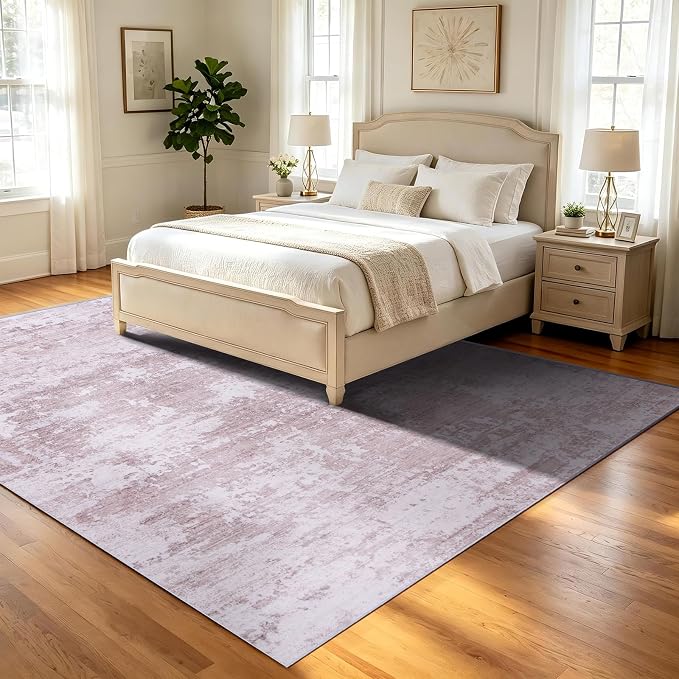 6x9 Area Rugs Living Room Rug Abstract Washable Rug Non-Slip Soft Low Pile Indoor Floor Stain Resistant Thin Carpet for Bedroom Dining Room Home Office Farmhouse Nursery - Navy Blue & Ivory 6' x 9'