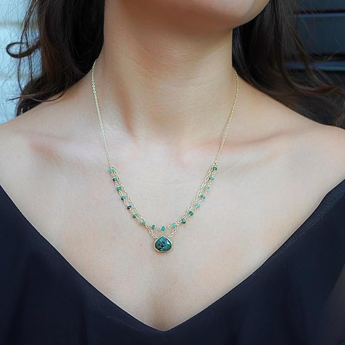 Layering Necklace for Women, Premium Layered Gold Healing Crytsal Necklaces - Tarnish Free 18K Gold Vermeil Certified S925 Classic Stack Necklace Gold Jewelry for Women - Mothers Day Gifts for Mom Wife