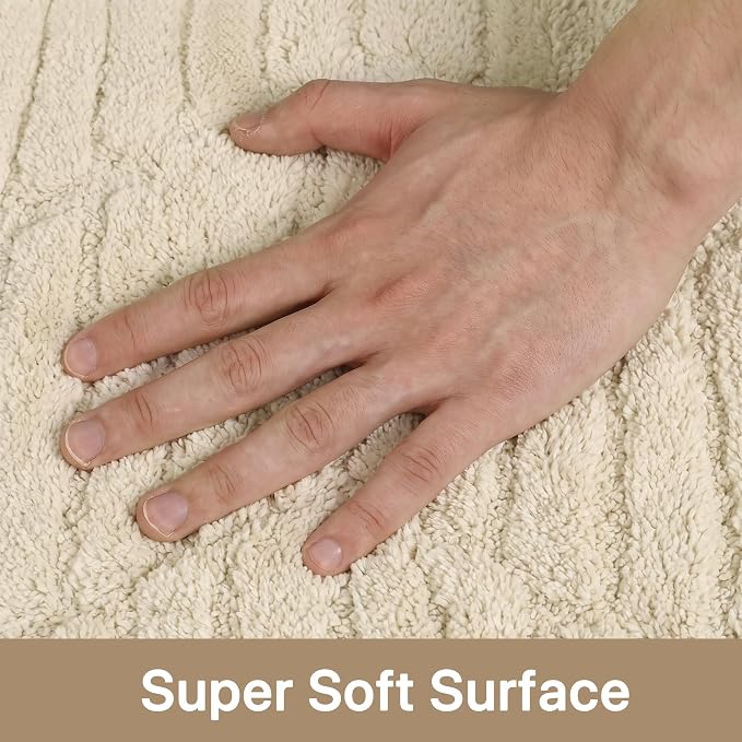 GENIMO Soft Washable Area Rugs 5x7, 3D Modern Diamond Design Rugs for Living Room, High-Low Pile Textured Non Slip Fuzzy Shag Carpet, Non-Shedding Stain Resistant Beige Carpet for Bedroom, Dining Room