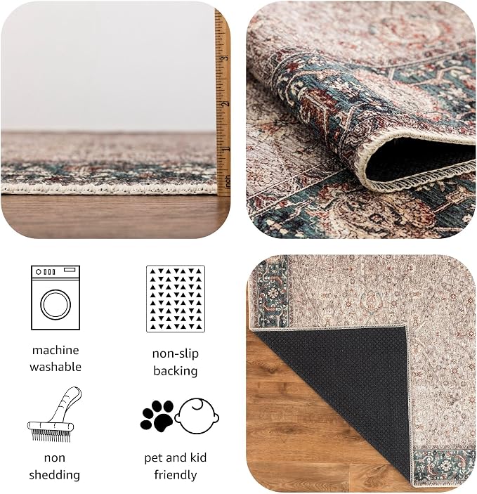 Keen Home Design 24"x36" Rug - Machine Washable Entry Rug with Non-Slip Backing, Ideal for Enteryway, Kitchen, Bathroom, Laundry Room - Vintage, Easy Clean, Durable, Low Pile - (2' x 3')